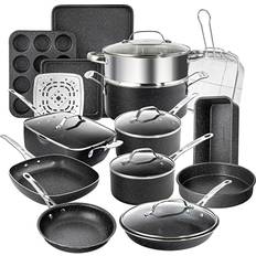 T-fal Initiatives Ceramic Cookware, 14 piece Set, Black, G917SE64