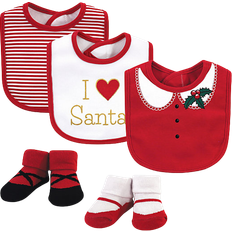 Little Treasures Bib and Sock Set Heart Santa 5-pack