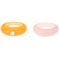 Orange Jewelry Sets Ettika Resin Ring Set - Pink/Orange/Transperent