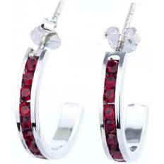 Macy's January Semi Hoop Earrings - Silver/Red