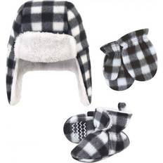 Hudson Trapper Hat, Mitten & Bootie Set - Black White Plaid (10159381)