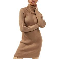 French Connection Katerina Knit Rollneck Dress - Camel