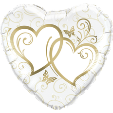 Qualatex 71498 18 in. Entwined Hearts Gold Foil Balloon