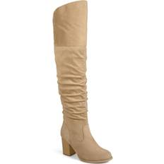 Beige - Women High Boots Journee Collection Kaison Extra Wide Calf - Stone