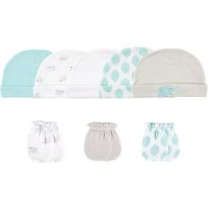 Luvable Friends Cap & Scratch Mittens Set 8-piece Set - Teal & Gray Elephant (10134572)