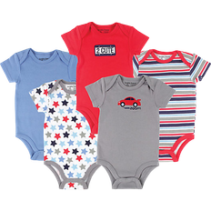 Luvable Friends Car Bodysuits 5-pack - Red/Grey/Blue