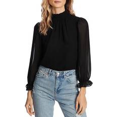 1.State Smocked-Neck Blouse - Rich Black