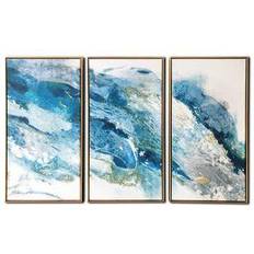 Gallery 57 Abstract Regalite Triptych Floating 3pcs Framed Art 16x30" 3