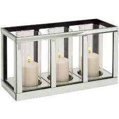 Olivia & May Glam Mirrored Wood Three Light Candle Holder Candle Holder 25.4cm
