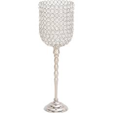 Olivia & May Glam Inverted Bell Shaped Aluminum Iron and Crystal Candle Holder 19"