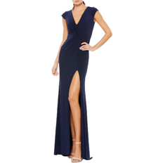 Mac Duggal Ruched Jersey Gown - Navy