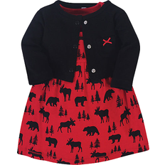 Hudson Moose Bear Dress and Cardigan 2-Piece Set - Red