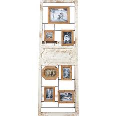 DecMode Large White Rectangular 7- Display With Easel Back And Hanging Hardware Photo Frame 25x63"