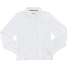 French Toast Youth Long Sleeve Oxford Blouse with Princess Seams - White