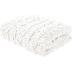 Madison Park Ruched Faux Fur Blankets White (152.4x127cm)