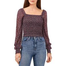 1.State Printed Balloon Sleeve Smocked Top - Winter Willow