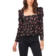 1.State Long Sleeve Square Neck Empire Seam Top - Romantic Blossoms