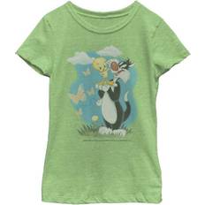 Fifth Sun Girl's Looney Tunes Sylvester & Tweety Bird Butterfly Portrait T-shirt - Green Apple