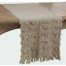 Saro Lifestyle Fringe Chevron Tablecloth Beige (182.88x40.64cm)