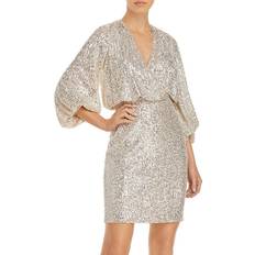 Eliza J Long Sleeved Sequinned Dress - Silver
