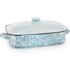 Dishwasher Safe Roasting Pans Golden Rabbit Sea Glass Enamelware Roasting Pan 12.5"