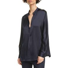 Tops Vince Band Collar Blouse - Navy