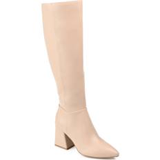 Block Heel - Women Boots Journee Collection Landree Wide Calf - Beige