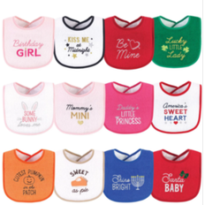 Hudson Cotton Terry Drooler Bibs with Fiber Filling Food Girl 12-pack