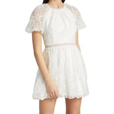 Monique Lhuillier Lace Puff-Sleeve Mini Dress - Ivory