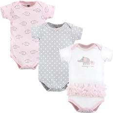 Hudson Baby Cotton Bodysuits - Pink Gray Elephant (10113625)