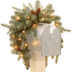 National Tree Company 36" Pre-Lit Arctic Spruce Mailbox Swag - Clear LED Lights Decoration 36"