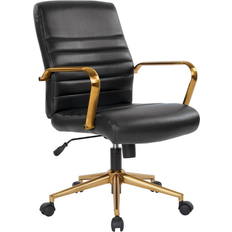 Black and gold office chair OSP Home Furnishing Mid-Back Office Chair 36.8"