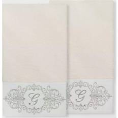 Linum Home Textiles Cream Set of 2 Turkish Cotton Denzi Bath Towels