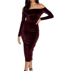 Windsor Abby Formal Velvet Midi Dress - Burgundy