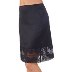 Vanity Fair Lace-Trim Half Slip Skirt - Midnight Black