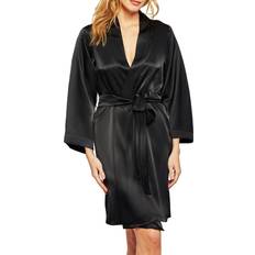 iCollection Women's Marina Lux 3/4 Sleeve Satin Robe - Black