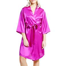 iCollection Women's Marina Lux 3/4 Sleeve Satin Robe - Purple