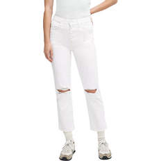 7 For All Mankind High Waist Cropped Straight Jeans - Royce Blanc