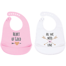 Food Bibs on sale Hudson Silicone Bib with Pocket Gold Heart 2-pack