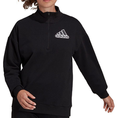 Adidas Women's Essentials Outlined Logo 1/2 Zip Sweatshirt - Black