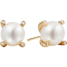 David Yurman Cable Stud Earrings - Gold/Pearls/Diamonds