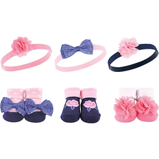 Polka Dots Tracksuits Children's Clothing Hudson Flower Headband and Socks Set 6-Pack - Pink/Navy
