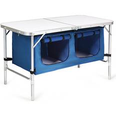 Height Adjustable Folding Camping Table Blue