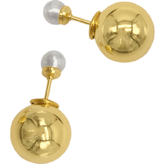 Adornia Double-sided Ball Earrings - Gold/Pearl