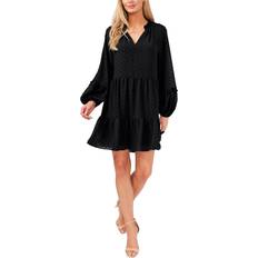 CeCe Women's Ruffled Clip-Dot Dress - Rich Black