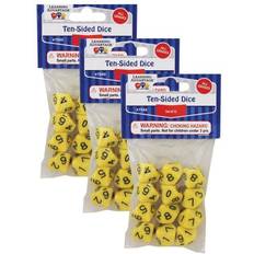 Learning Advantage 10-Sided Polyhedra Dice, PK36 Yellow with Black Print