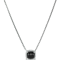 David Yurman Petite Chatelaine Pavé Bezel Pendant Necklace - Silver/Onyx/Diamonds