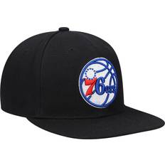 Mitchell & Ness Philadelphia 76ers English Dropback Snapback Hat - Black