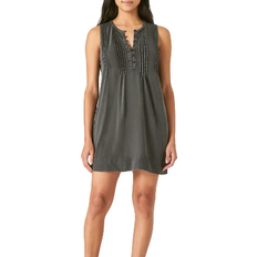 Lucky Brand Pintuck Knit Mini Dress - Washed Black