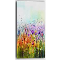 Wall Decorations Cosmos Of Colorful Flowers Canvas Wall Framed Art 16x32"